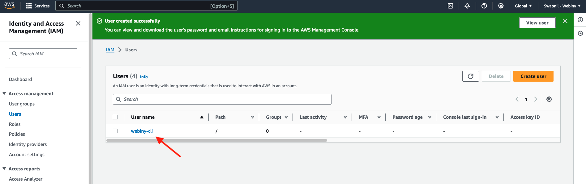 aws-new-user-created-successfully